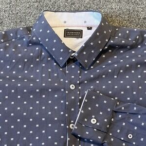 7 Diamonds Button Up Shirt Men's M Navy Blue Geometric Pattern